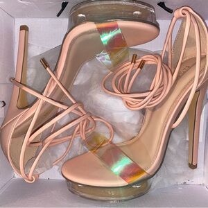 Blush Fashion Nova 5.5 inch stiletto heel. 1 inch platform